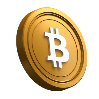 Schräg positionierte Bitcoin BTC Münze als grafisches Element im Hero-Bereich