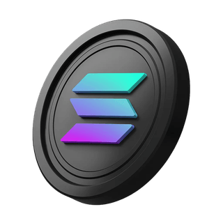 Im Hero-Banner-Bereich seitlich angeordneter Solana SOL Coin
